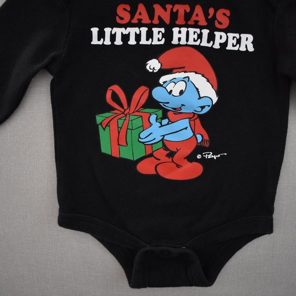 Peyo Smurfs Santa's Little Helper Bodysuit 0-3 Months - Picture 3 of 8